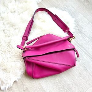 Loewe Berry Pink Puzzle Shoulder Bag